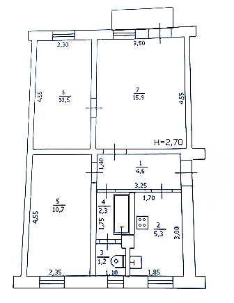 Продам в п. Эсхар 3 комнатную квартиру  (6500 у.е.)