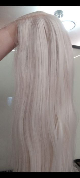 Парик глубокая система красивый белый цвет волокно высокого качества 7