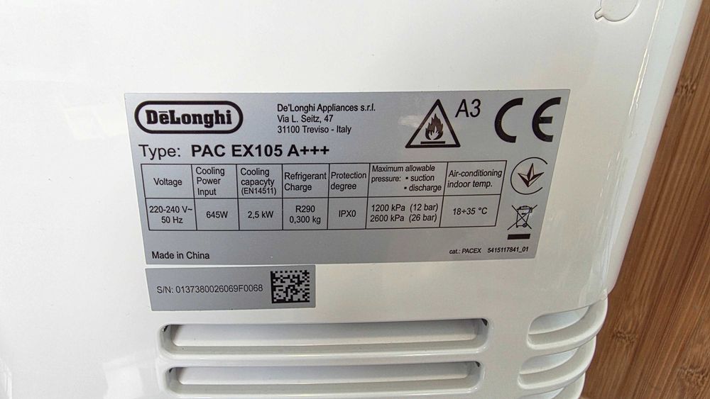 De'Longhi Pinguino PAC EX105 - Przenośny klimatyzator z technologią EcoRealFeel