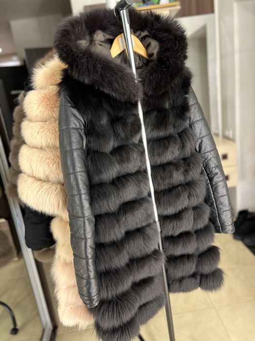 Меховая шубка песец шуба писец песцовая жилетка трансформер желетка