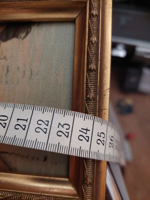 Pintura antiga Veneza sobre cartão com moldura