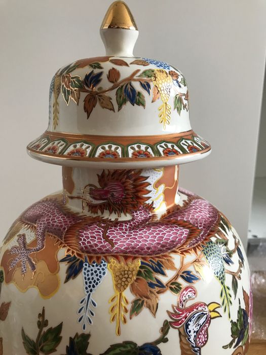 Jarrão Porcelana Panda estilo chinês