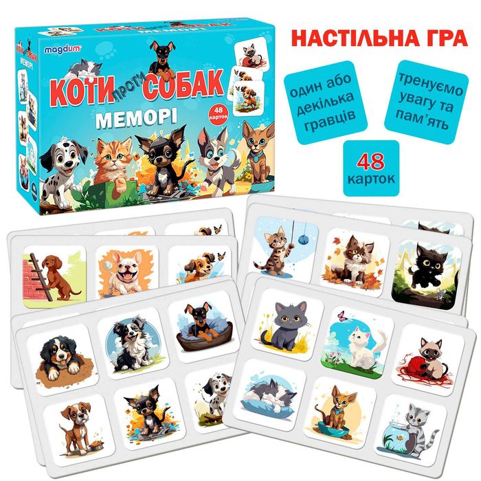 Гра настільна Magdum Меморі. Коти проти собак (ME5032-24)