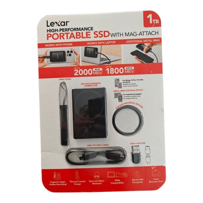 SSD-накопичувач Lexar 1TB з кріпленням Mag Attach
Швидкість 2000/1800