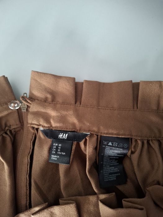 Brązowa spódnica w kolano rozmiar L H&M