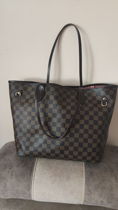 Torba LV brązowa  skórzana shopper neverfull