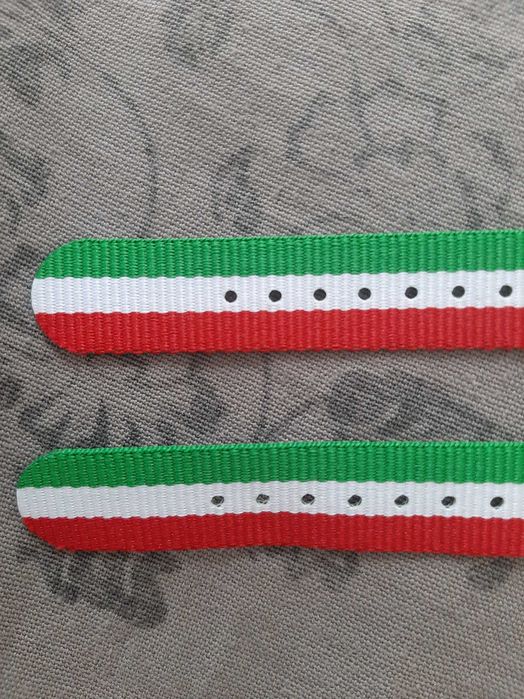 Ремешок нейлон к часам,18 мм, итальянский флаг.Фанатам, футбол,подарок
