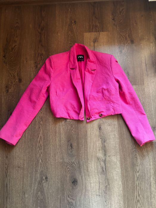 Вкорочений жакет zara, вкорочений піджак zara m-l , фуксія