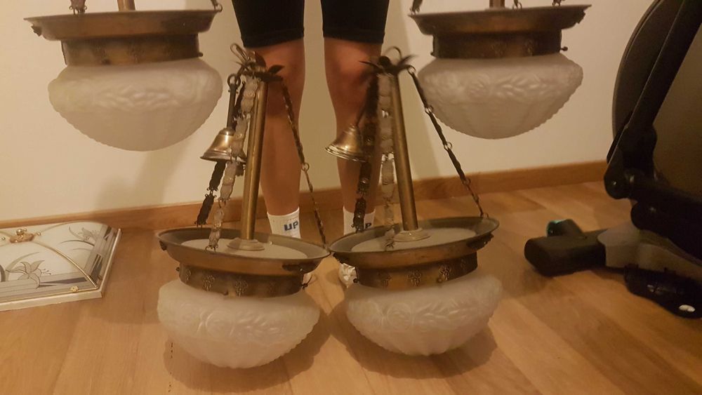 2 candeeiros teto cobre