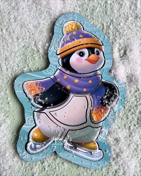 Drewniane puzzle konturowe «Pingwin na łyżwach»