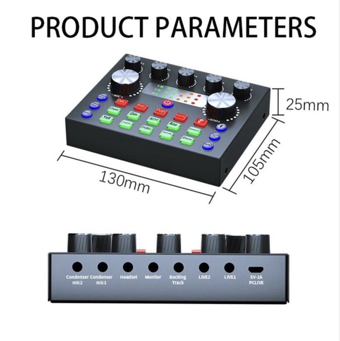 Зовнішня звукова карта V8S Live Sound Card / Аудіомікшер для стріму