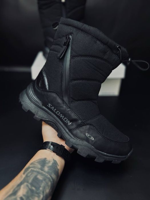 Мужские сапоги саломон черные для суровой зимы не промокаю не скользят
