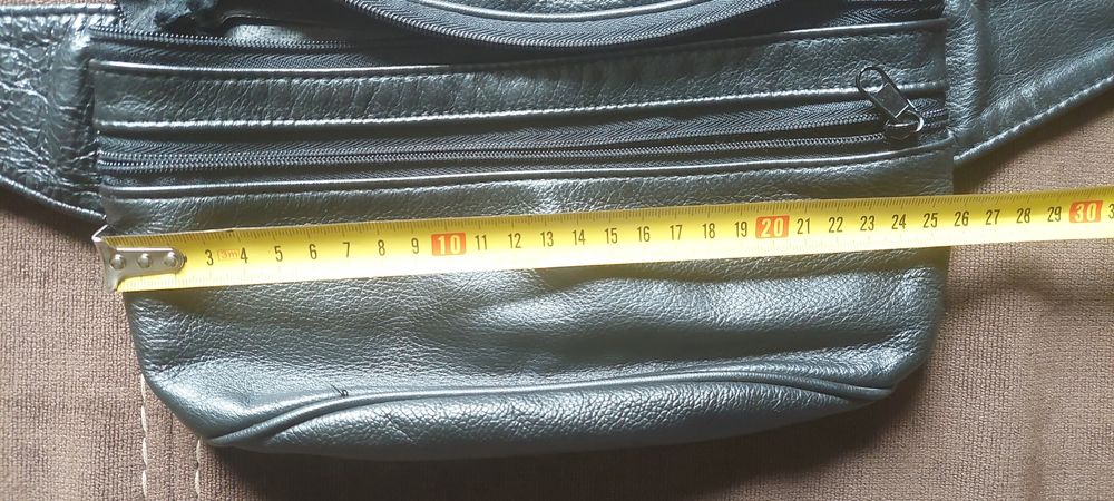 Męska bądź unisex nerka saszetka biodrówka Czarna z prawdziwej skóry