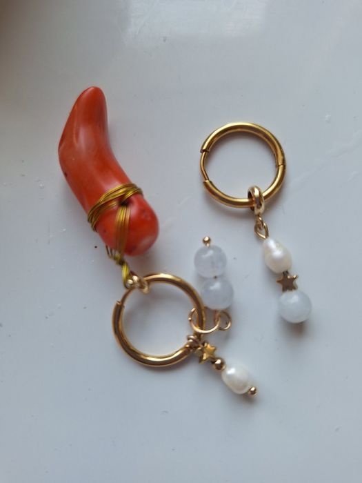 Kolczyki Sommer. Koral perła akwamaryn