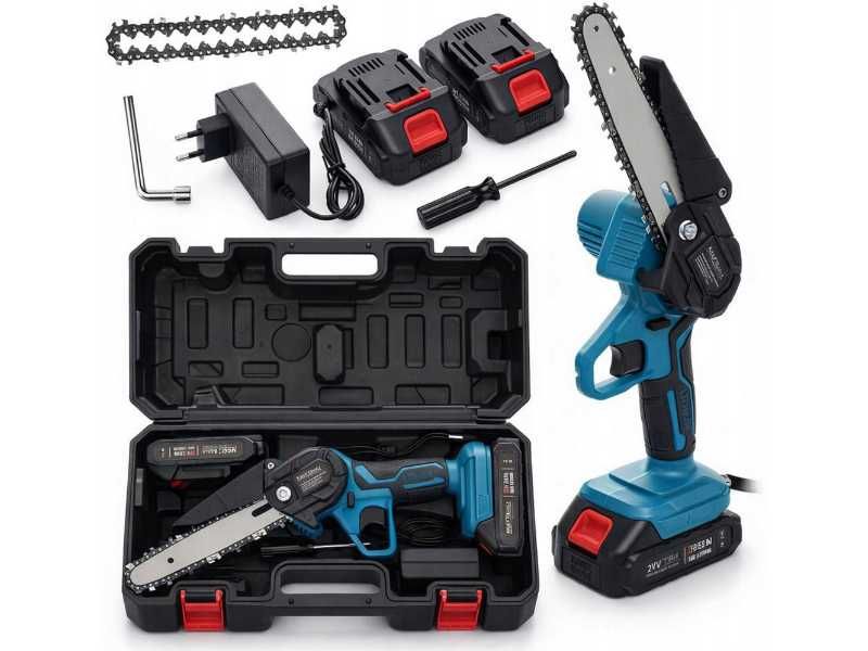 Piła łańcuchowa akumulatorowa 6” 21V 2x bateria lekka pilarka walizka