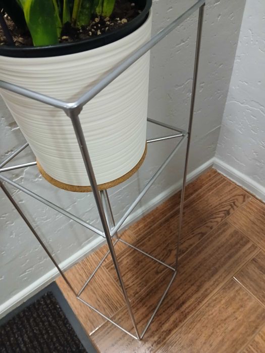 Kwietnik stojący metalowy loft filo, srebrny, 80 cm wysoki