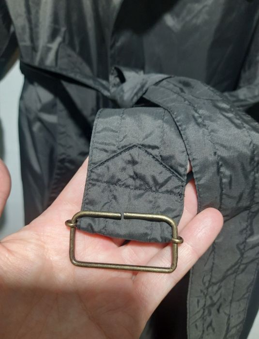 Плащ чорний тренч двубортний нейлоновий C&A принт burberry