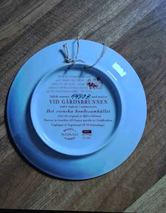 2 kolekcjonerskie talerze Szwecja 1994 – porcelana limitowana