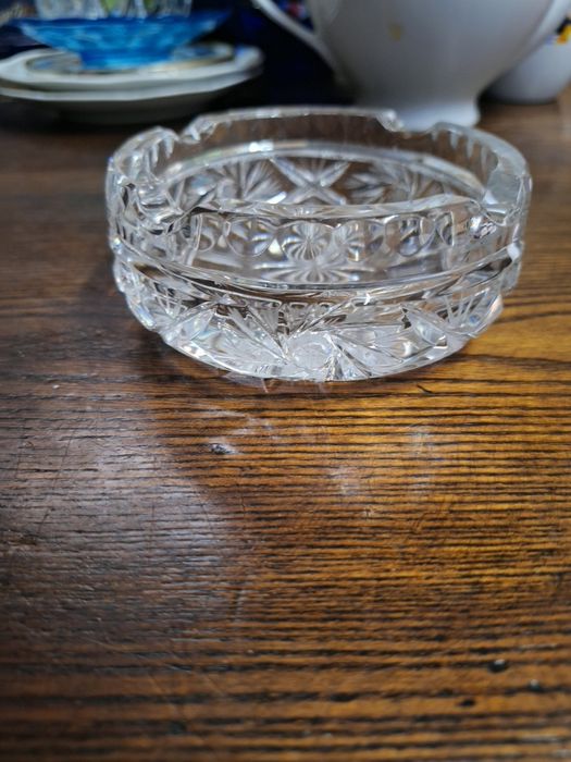 Piękna kryształowa popielnica popielniczka PRL
