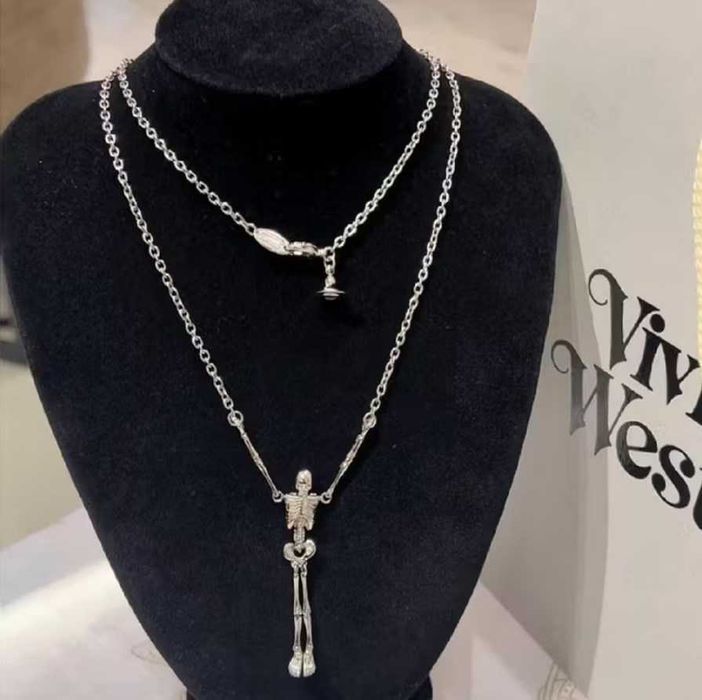 Колье длинная цепочка с подвеской скелет Vivienne Westwood skeleton
