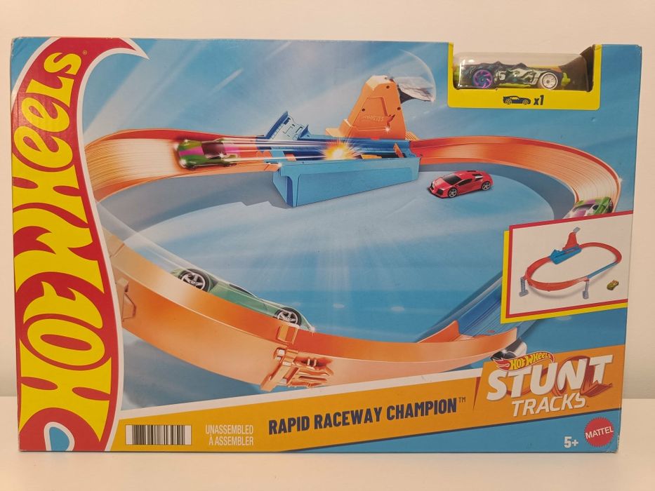 Tor samochodowy Hot Wheels szybki wyścig na torach + auto  GJM75