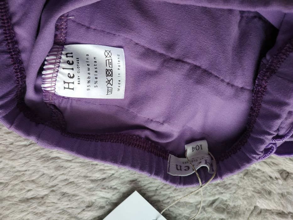 Nowe legginsy z falbankami/fioletowe/koronka/Helen/r.104