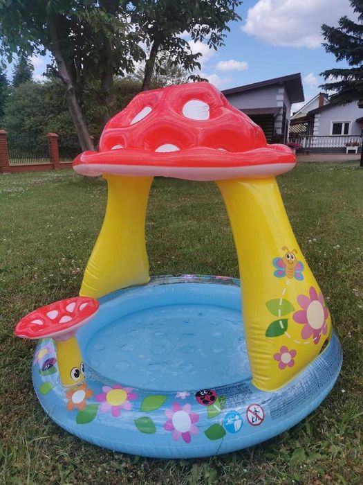Basen Dmuchany dla Dzieci z Daszkiem Muchomorek 102 cm - NOWY