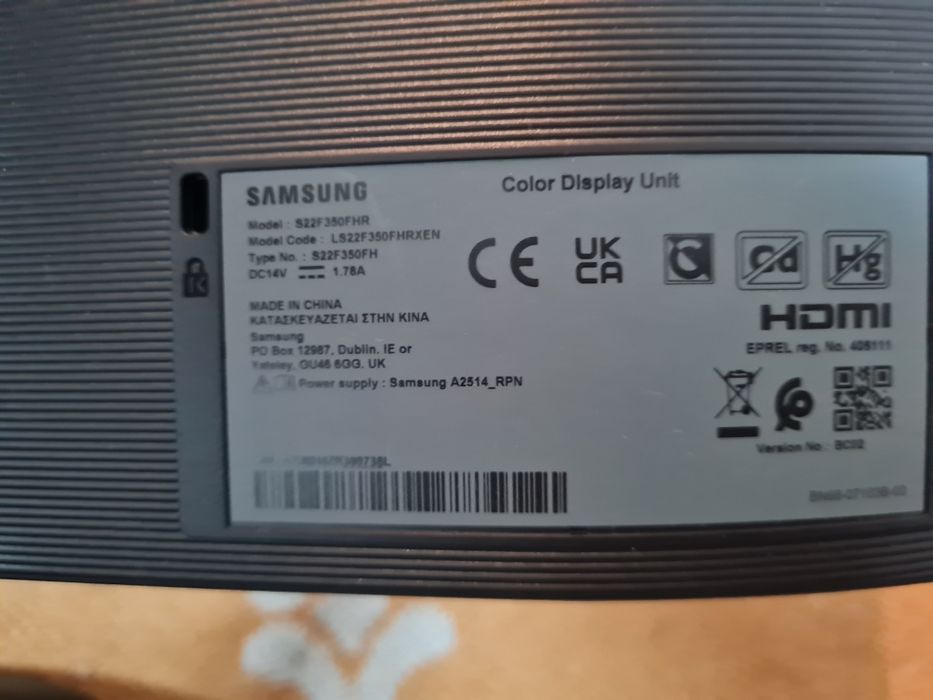 Monitor Samsung S22F350FHR 22" Full HD — HDMI/VGA