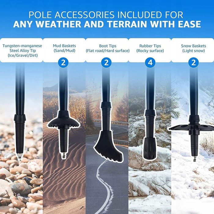 Overmont Zestaw 2 lekkich i regulowanych kijków do chodzenia