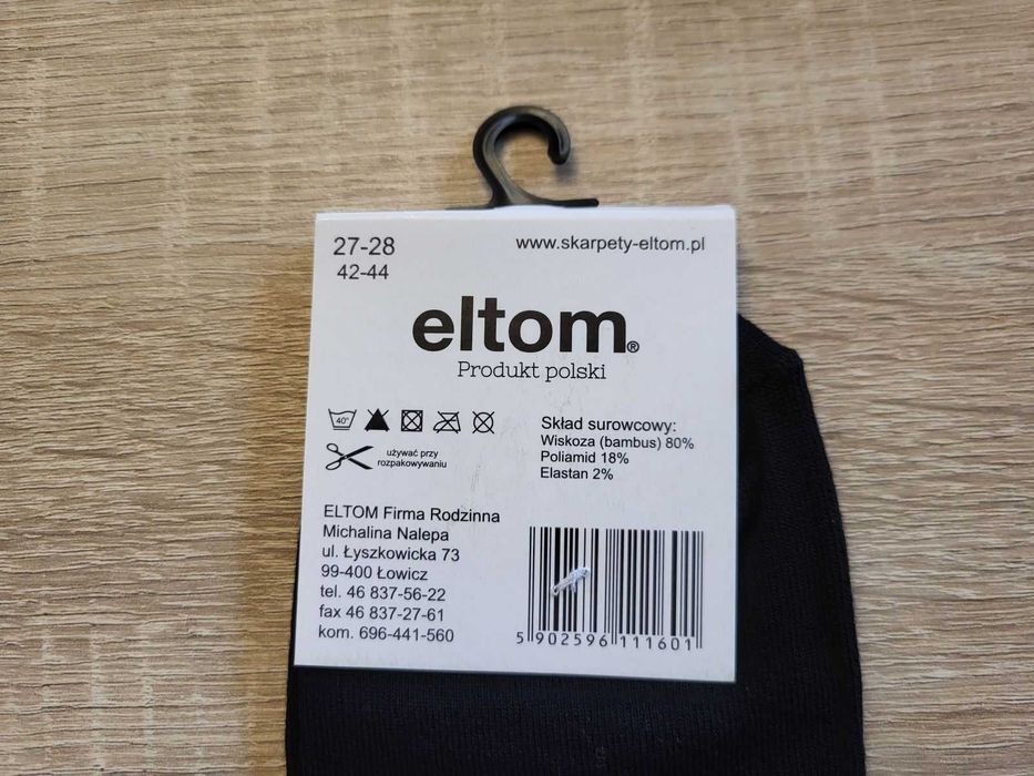 Czarne męskie skarpetki stopki BAMBUSOWE 42-44 Eltom - 3 pary