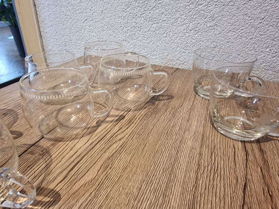 Filiżanki szklane 9 szt. Różne rodzaje