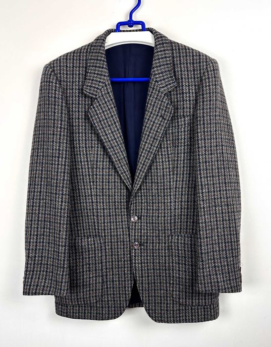 Marynarka wełniana TWEED Country brytyjska elegancka krata vintage r. M