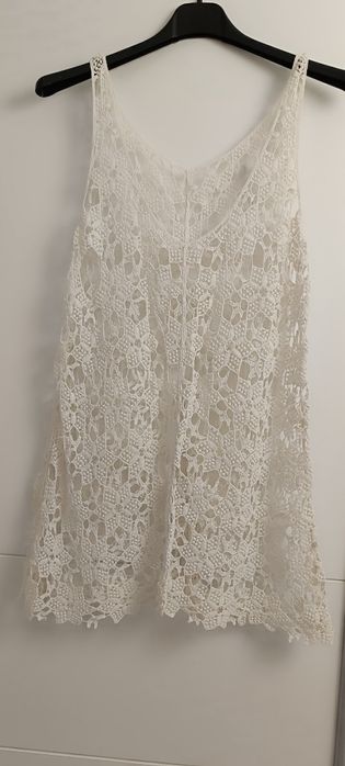 Embroidered Linen Vest, Beige, Size S