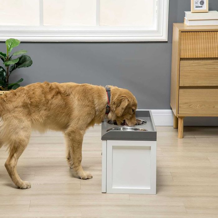 ENVIO GRÁTIS - Alimentador Elevado para cão com 2 tigelas INOX 2L