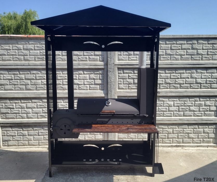 • 4мм! ПОСИЛЕНИЙ Мангал 4в1 з Дахом/Кришею, Коптильня та Піч Під Казан