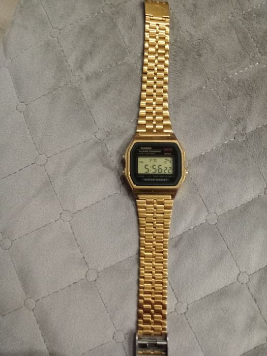 Casio A159WGE оригінал ретро годинник золотий Water Resist 593 модуль