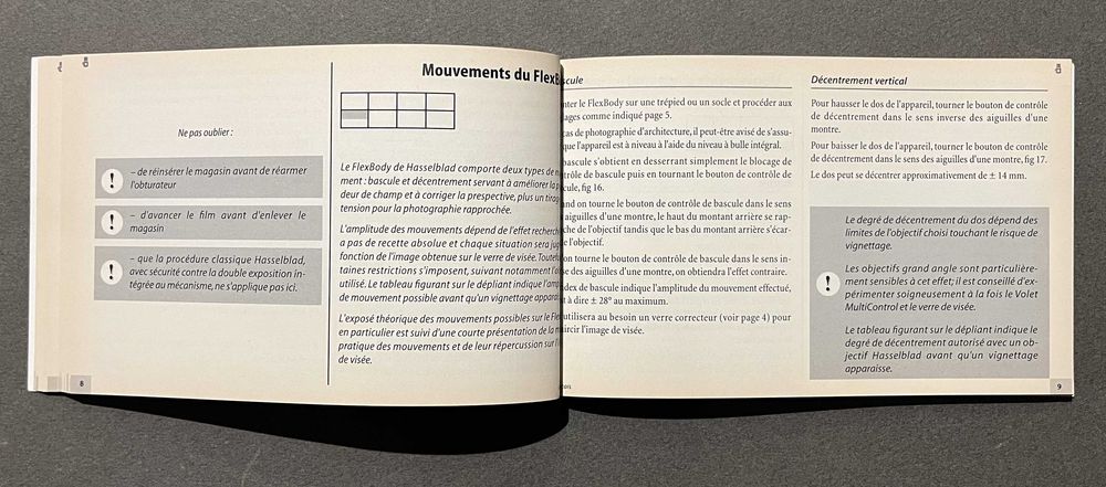 Manual Hasselblad Flexbody