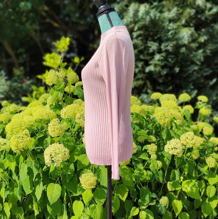 Prążkowany sweter półgolf H&M L 40 pudrowy róż basic y2k