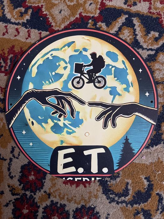 Plakat filmowy metalowy na blasze aluminiowej okrągły E.T.