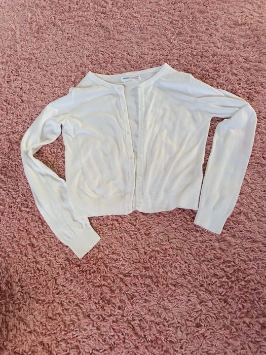 140 Biały Minoti elegancki sweterek na guziki galowy 140