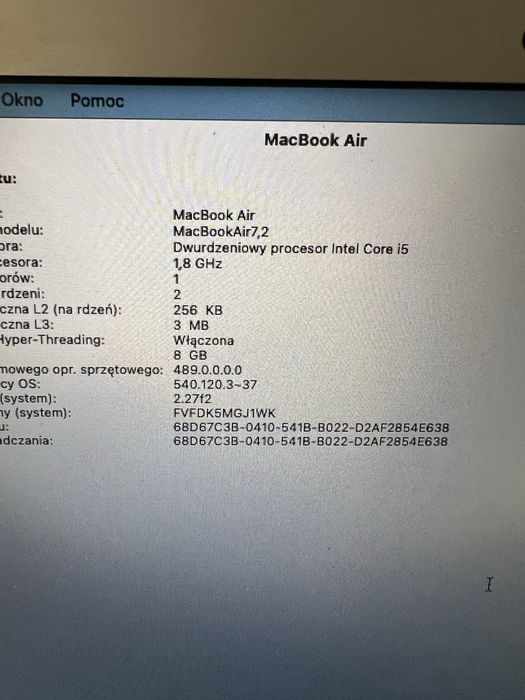Apple MacBook Air 13” 2017 | Intel i5 | 8 GB RAM | 128 GB SSD | Pudełko + Ładowarka