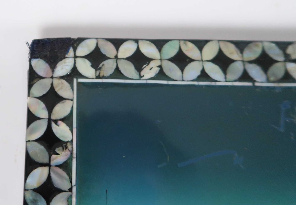 2 placas antigas da china com madrepérola - Cavalos