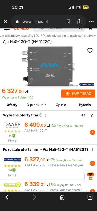 AJA HA5-12G-T | Konwerter HDMI 2.0 na 12G-SDI