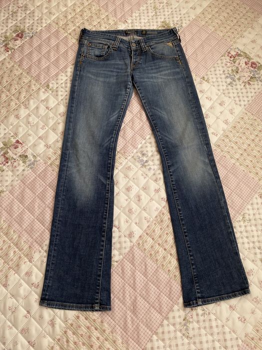 Szerokie jeansy flare niski stan S 36 replay premium vintage 90s 00s