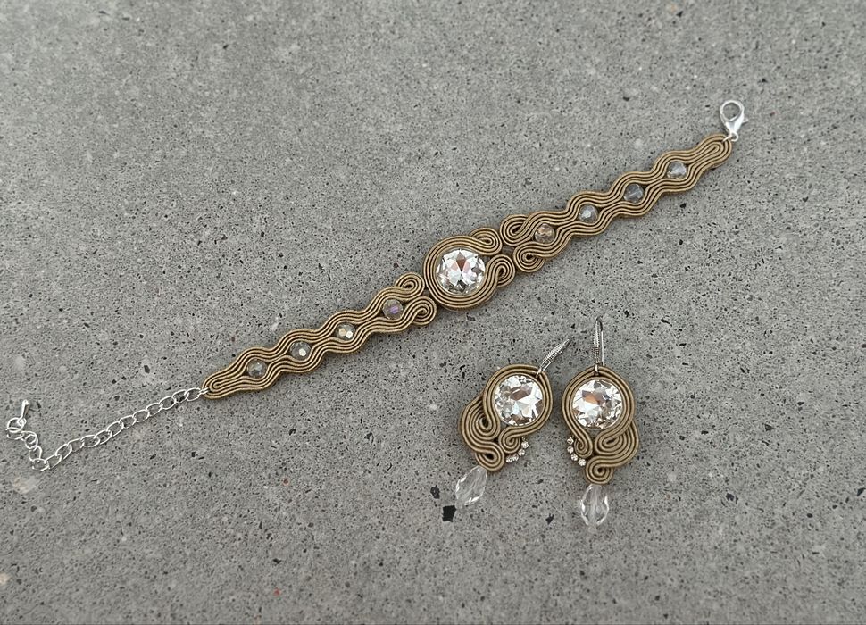 Złoty, srebrny, crystal komplet sutasz elegancki, prezent, komunia