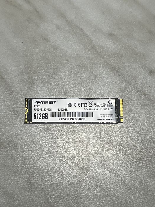 SSD M.2 NVMe Patriot P320 512GB NVMe SSD