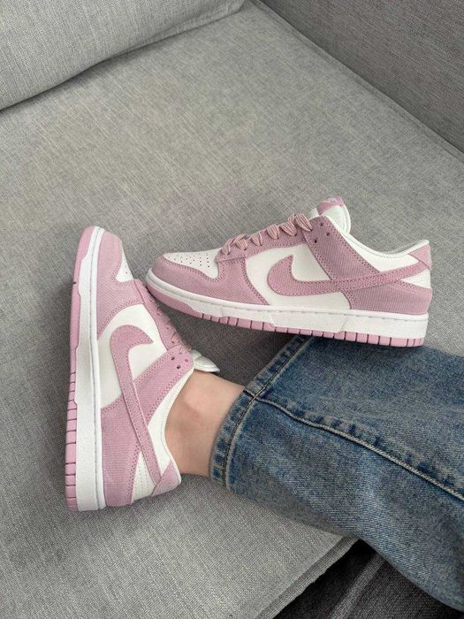 Кеди Nike SB Dunk White Pink Velvet Lilac Pink Corduroy | кросівки Найк СБ Данк Лов рожевого кольору вельвет