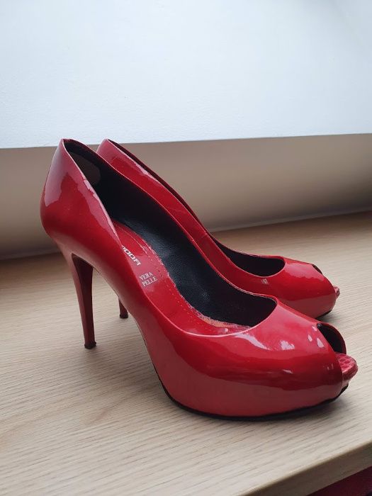 Szpilki Prima Moda r. 38 czerwone skóra !!!