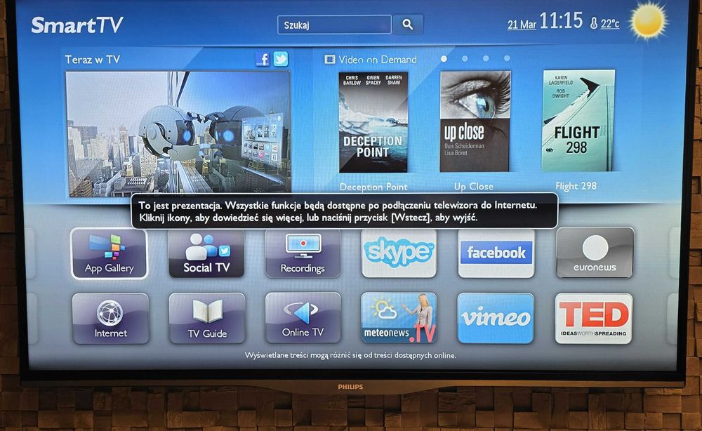 Telewizor Philips 42 cale FHD, 3D Ambilight, SmartTV, bdb + gratis