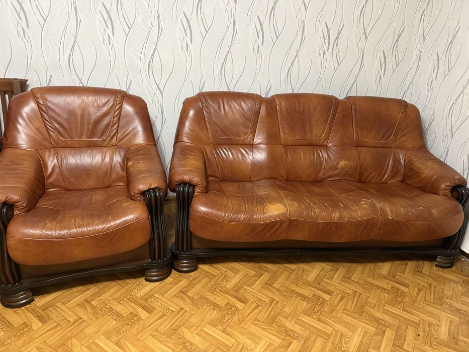 Skórzana sofa + fotel
